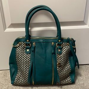 Big Buddha * Dark teal with gold accents hobo shoulder bag purse